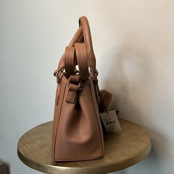 Kendall + Kylie brown mini crossbody tote bag with fuzzy coin purse, NWT - Picture 6 of 11